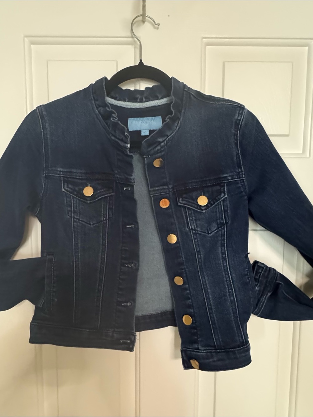 Draper James Dark Navy Denim Jacket with Gold Buttons